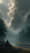 Fantasy Mountain Wall Decor  Digital Download 13 x 24 inches High resolution 300ppi digital file. Suitable for small poster printing & POD merchandise.