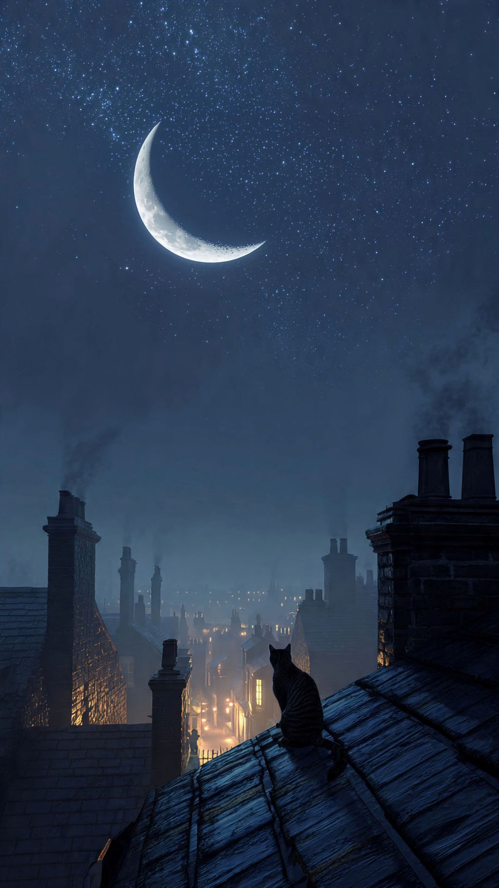 Victorian /wall decor London City Cat On The Roof Wall Art Poster