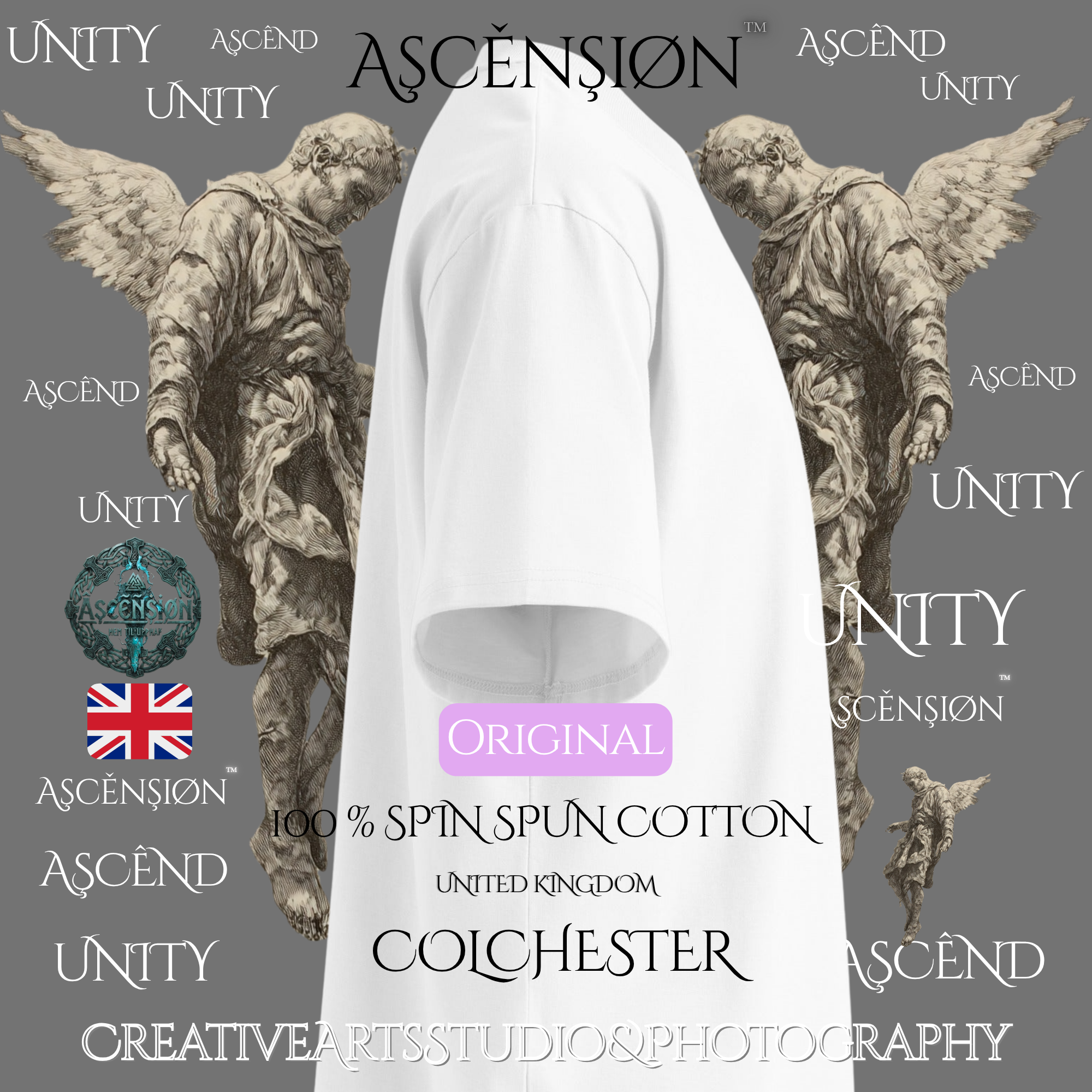 Unisex organic oversized high neck t-shirt Flat rate shipping from £3.59 Ascension Colchester .