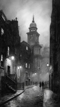City Of London Charcoal design Print Digital Download. Print size 12"x 24" inch . Suitable for Small/Medium Poster printing & POD merchandise High resolution Gallery standard print 300PPI.