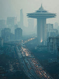 Science fiction City Art Print Files Mumbai 2057 Digital download files 18 x 24 inch High resolution 300ppi digital file.