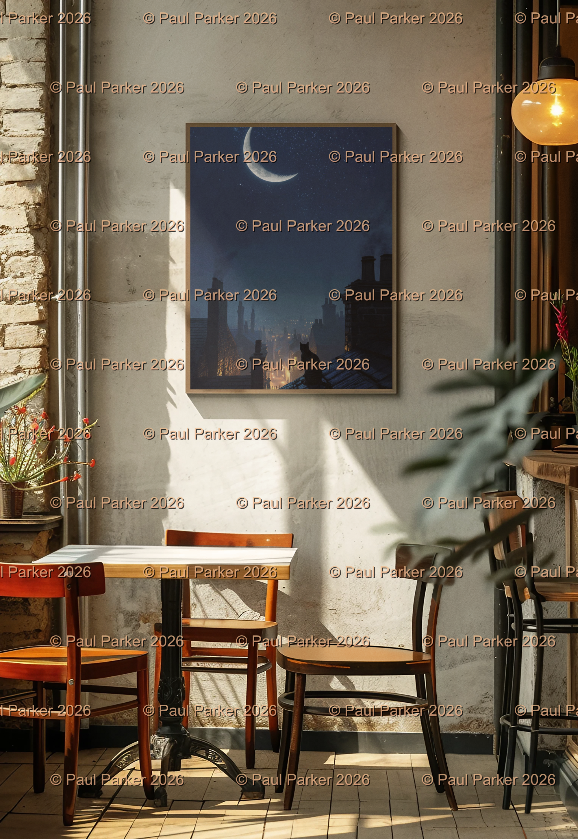 Cat On The Roof Poster