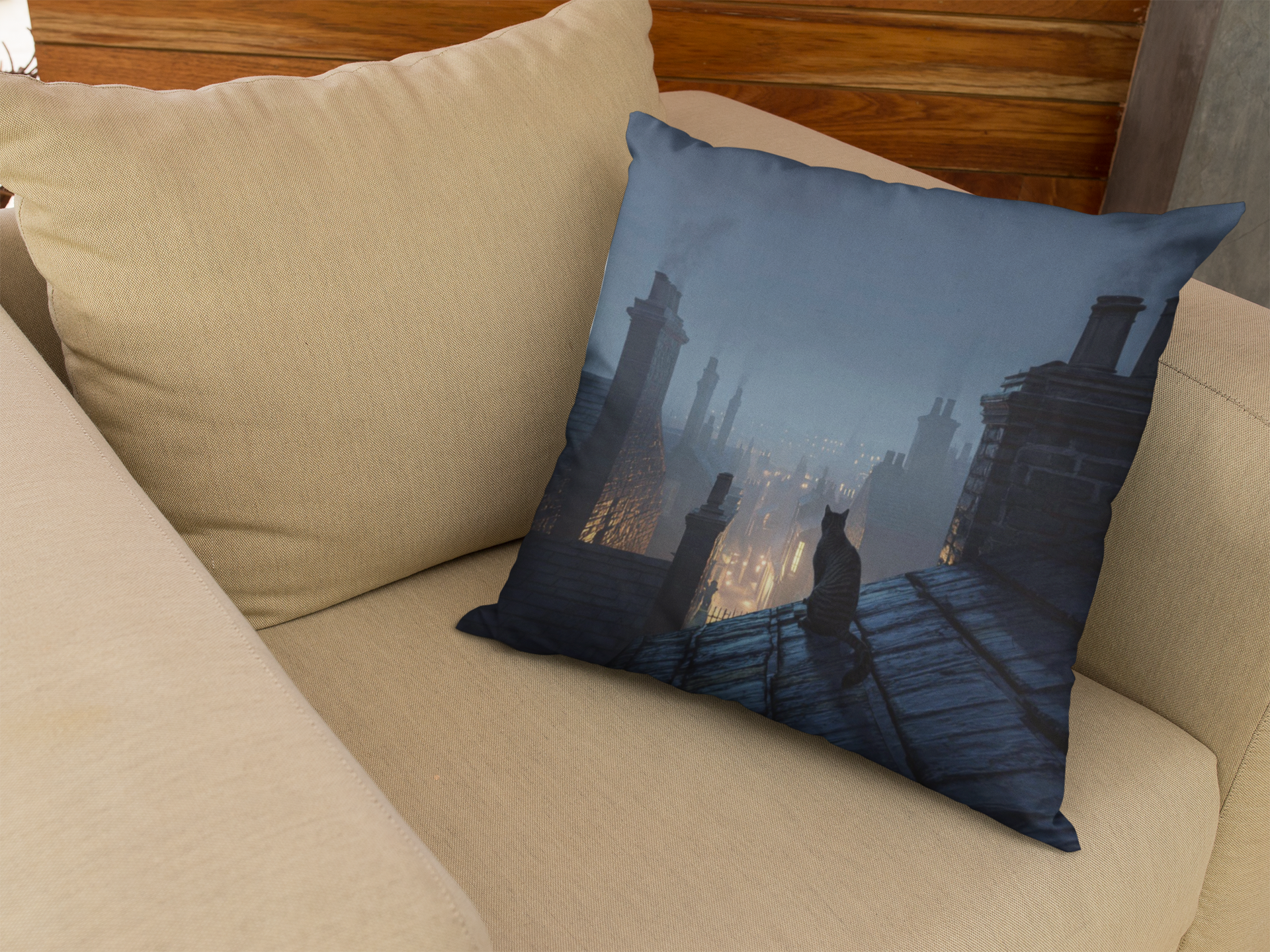 Cat on The Roof Throw Pillow