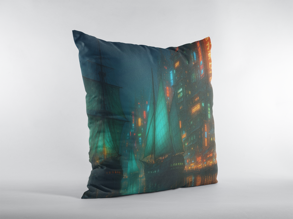 Fantasy Art Home furnishings Neon Harbour Throw Pillow