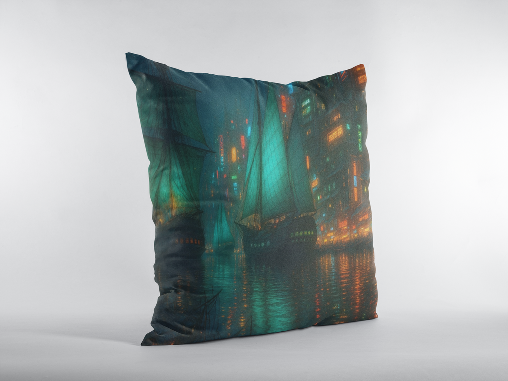 Fantasy Art Home furnishings Neon Harbour Throw Pillow